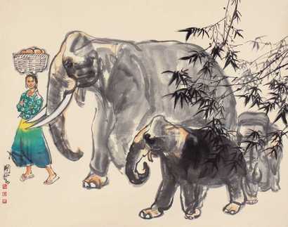 史国良 象 立轴